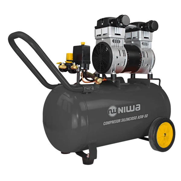 COMPRESOR  50 LTS 220V 2HP BICILINDRICO NIWA LIBRE ACEITE ASW50 ULTRA SILENCIOSO