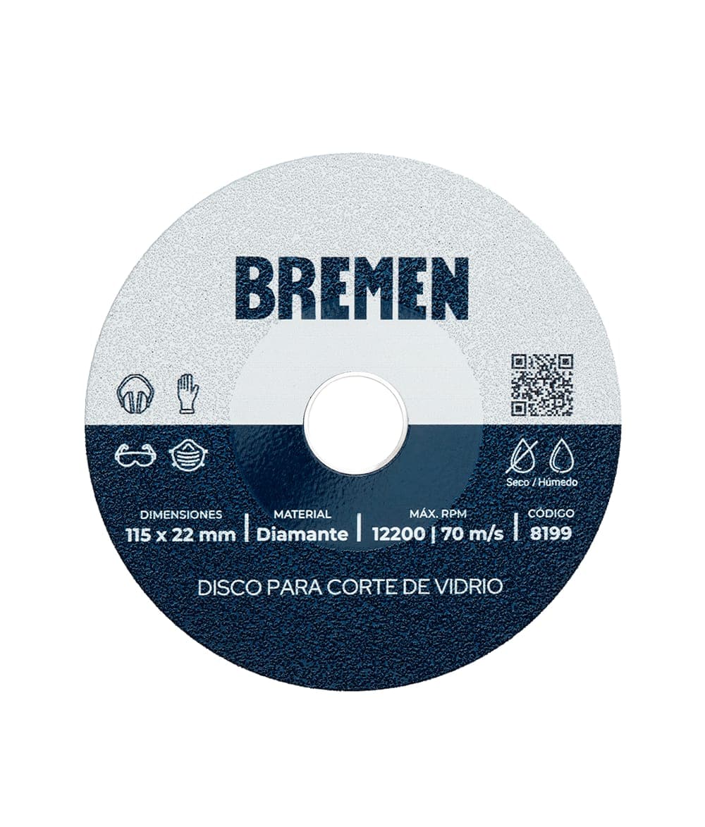 DISCO DIAMANTADO BREMEN CORTE VIDRIO 115MM