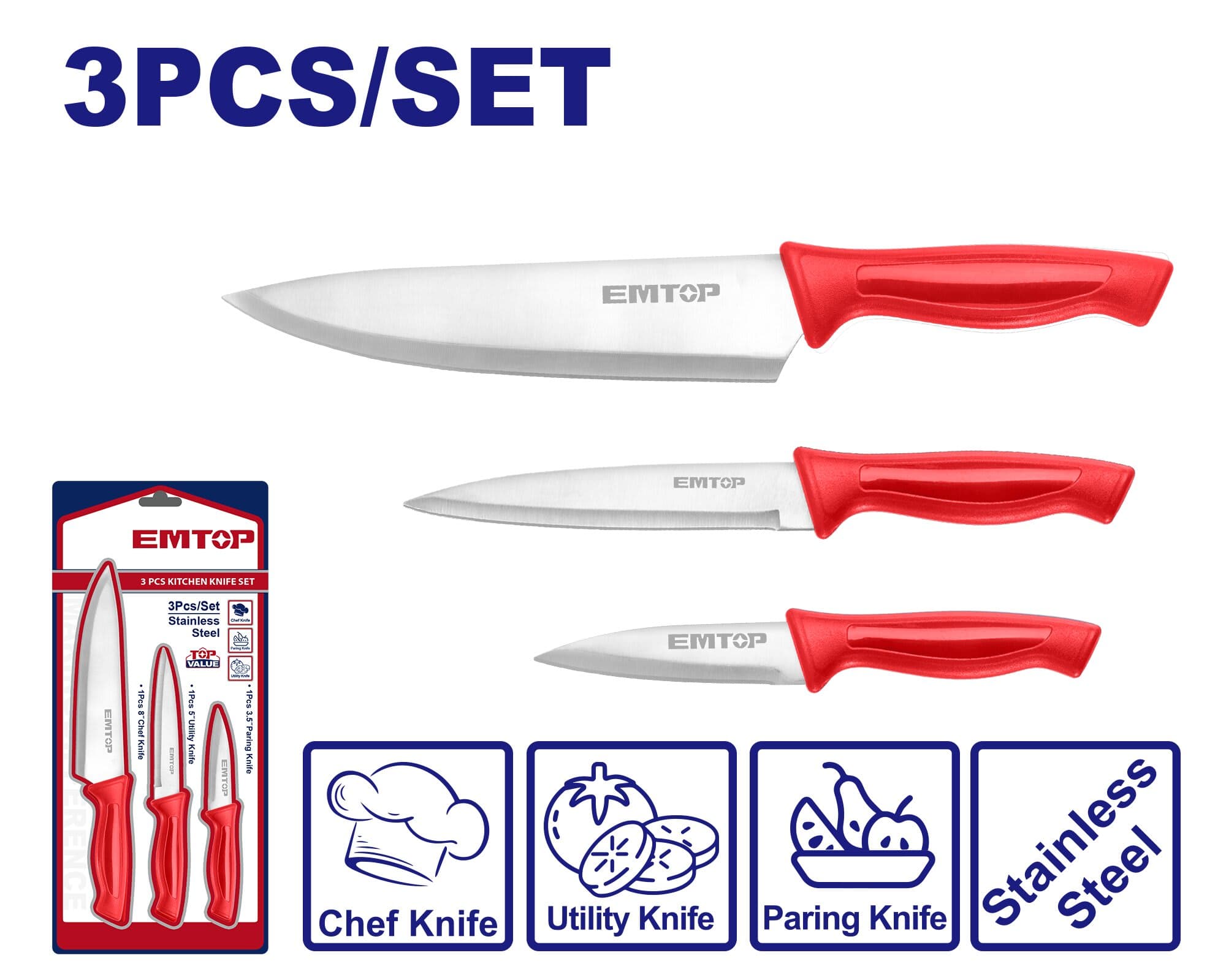SET CUCHILLOS EMTOP 3PZS 8" 5" 3.5"