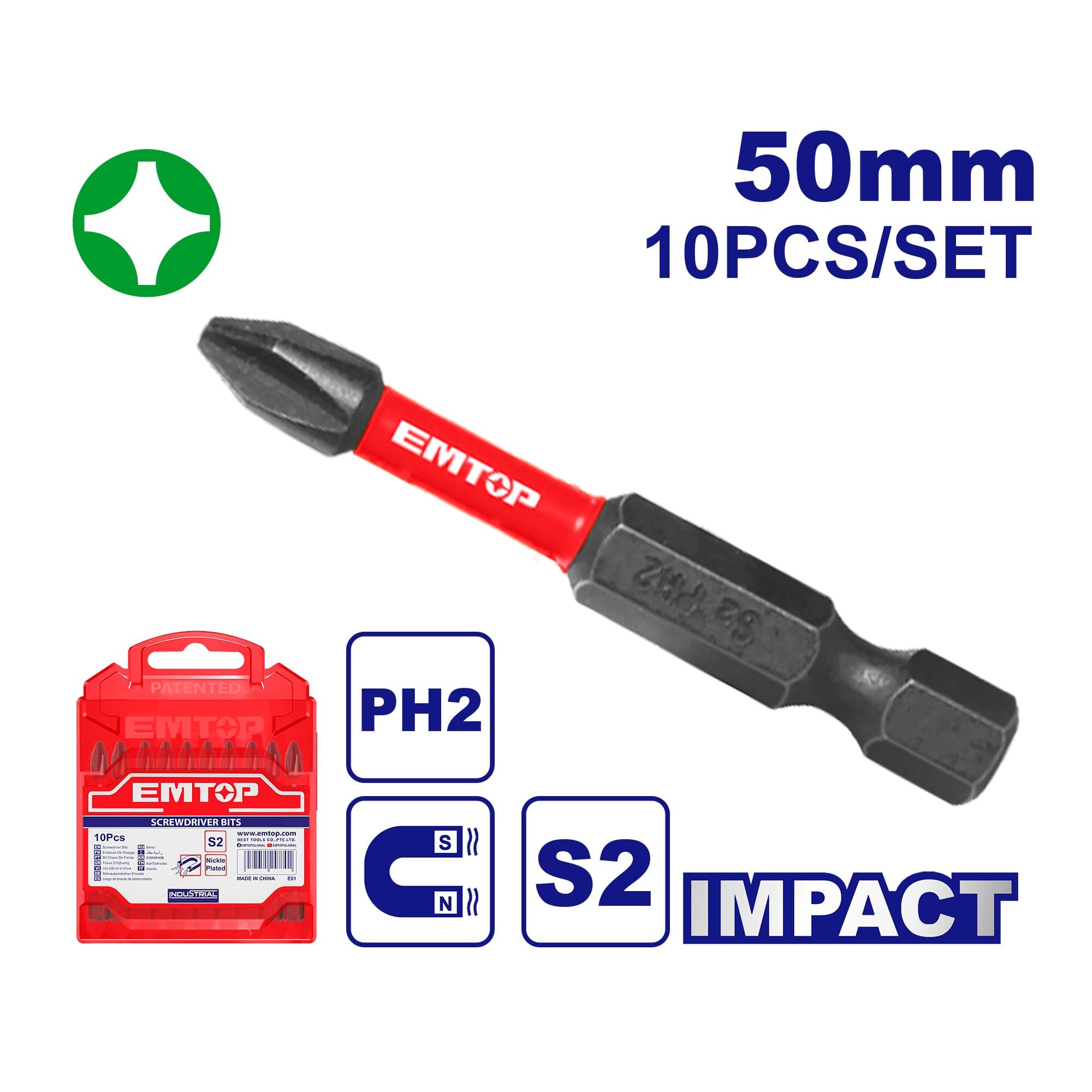 PUNTA P/ATORNILLADOR EMTOP PH2X50MM X UNIDAD (10)