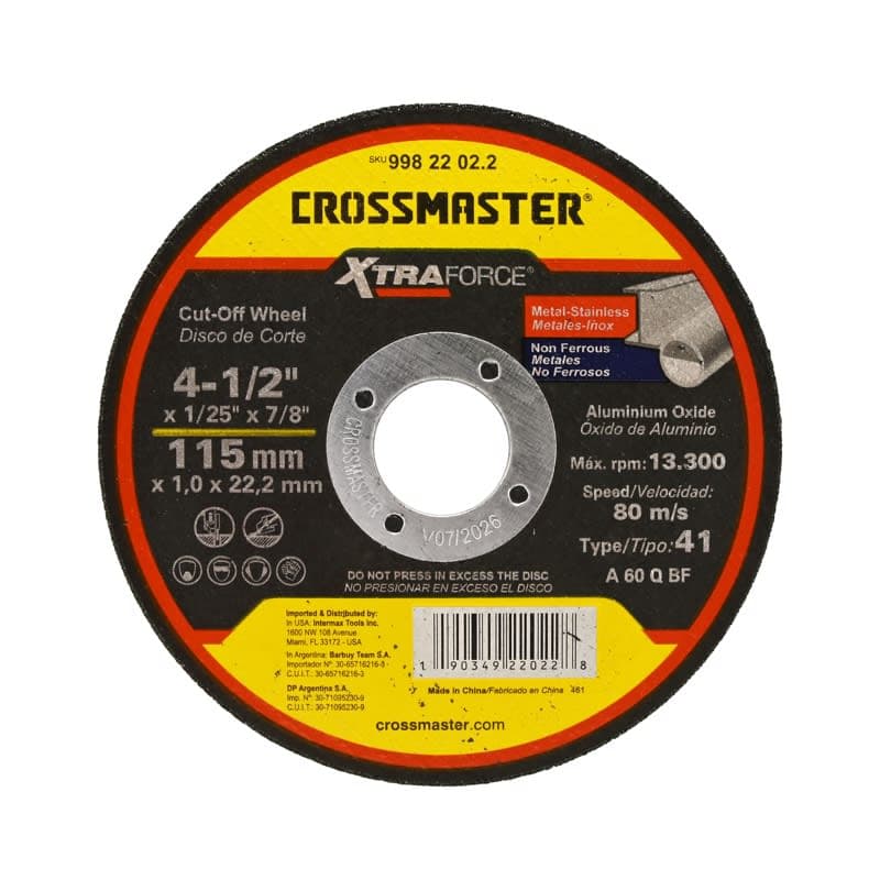 DISCO CORTE CROSSMAN 4.1/2 115X1.0X22