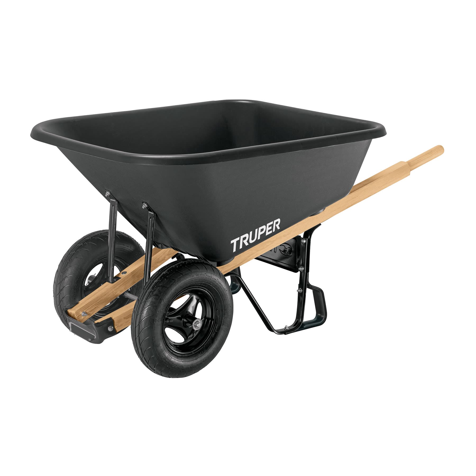 CARRETILLA PLASTICA 175L TRUPER NEGRA 2R/NEUMATICA M/MADERA