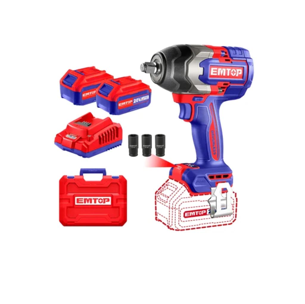 BAT - LLAVE IMPACTO EMTOP 20V 1/2 1CAR+2BAT 4AH