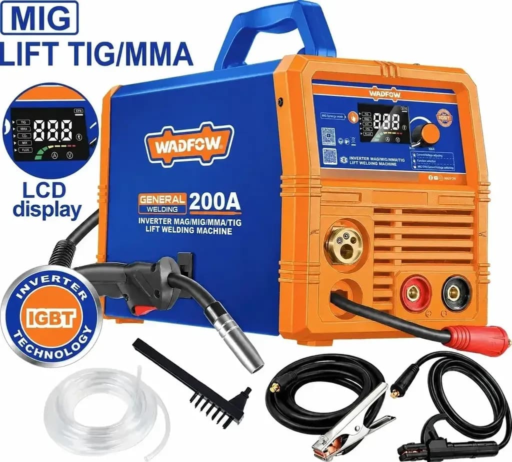 SOLDADORA INVERTER MIG-TIG-MMA WADFOW 3EN1 200 AMP
